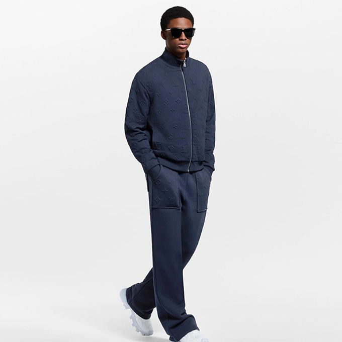 lv louis vuitton monogram embossed zip up track jacket